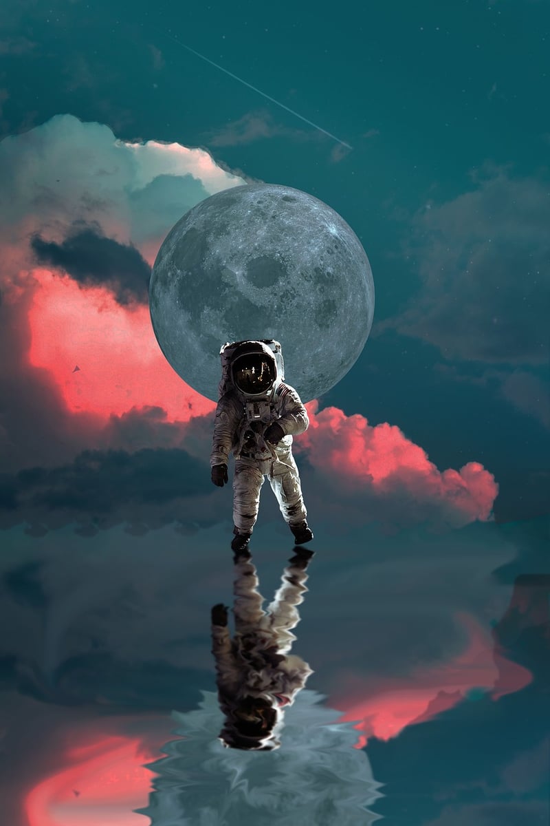 Astronaut on Moon Image
